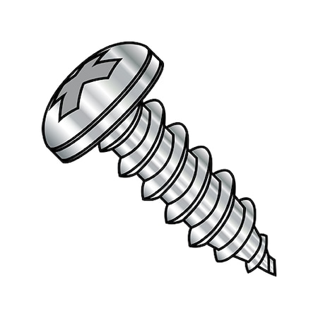 Zoro Select Concrete Screw, #14-10 Dia., Pan, 2 in L, 18-8 Stainless Steel Plain, 500 PK 1432APP188