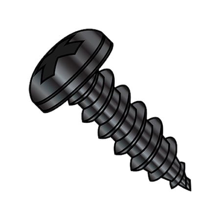 Zoro Select Sheet Metal Screw, #6-18 x 1/2 in, Black Oxide Steel Pan Head Phillips Drive, 10000 PK 0608APPB
