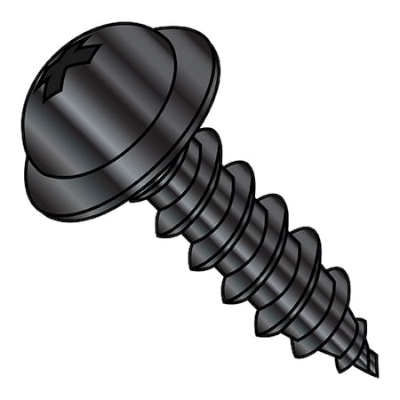 Zoro Select Sheet Metal Screw, #8 x 1 in, Zinc Black Steel Round Head Phillips Drive, 4000 PK 0816APRWBZ