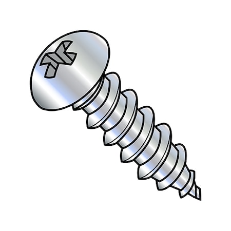 Zoro Select Concrete Screw, #12-11 Dia., Round, 1 in L, Steel Zinc Plated, 4000 PK 1216APR