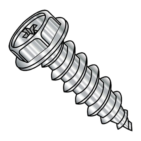 Zoro Select Concrete Screw, #10-12 Dia., Hex, 1 1/4 in L, 18-8 Stainless Steel Plain, 1500 PK 1020APW188