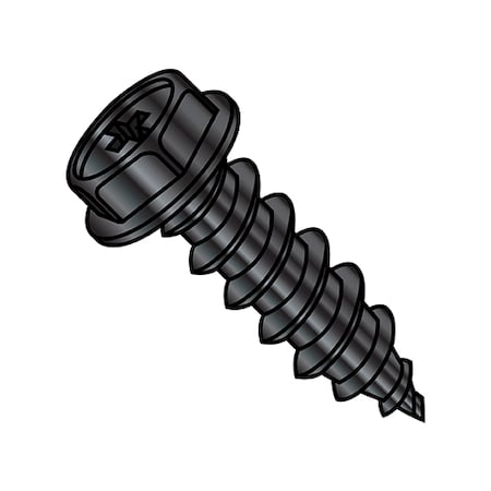 Zoro Select Concrete Screw, #8-15 Dia., Hex, 3/8 in L, Steel Black Oxide, 10000 PK 0806APWB