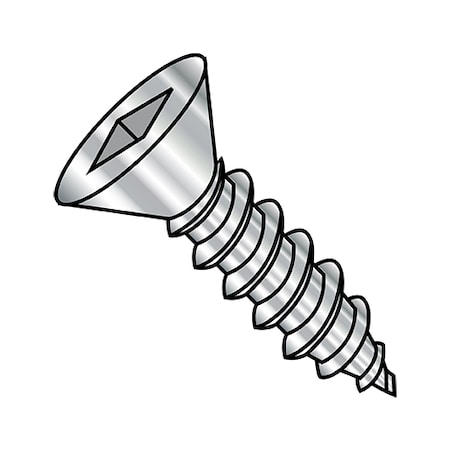 Zoro Select #14-10 x 1-1/4" 18-8 Stainless Steel Self Drilling Screws, Flat Head Type, Square Drive Type 1420AQF188