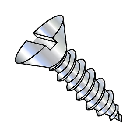 Zoro Select Self-Drilling Screw, #12-11 x 2-1/2 in, Zinc Plated Steel Flat Head Slotted Drive, 800 PK 1240ASF