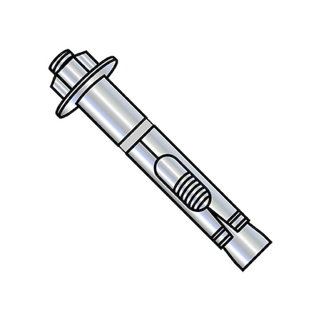 Zoro Select Sleeve Anchor, 5/16" Dia., 1-1/2" L, Steel Zinc Plated, 100 PK 3124ASLH