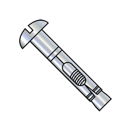 Zoro Select Sleeve Anchor, 3/8" Dia., 3-3/4" L, Steel Zinc Plated, 50 PK 3760ASLR