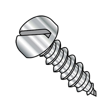 Zoro Select Self-Drilling Screw, #8-15 x 1-3/4 in, Plain 18-8 Stainless Steel Pan Head Slotted Drive, 2000 PK 0828ASP188