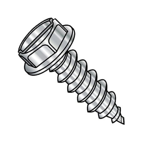 Zoro Select Self-Drilling Screw, #10-12 x 1-1/4 in, Plain 18-8 Stainless Steel Flange Hex Head 2000 PK 1020ASW188