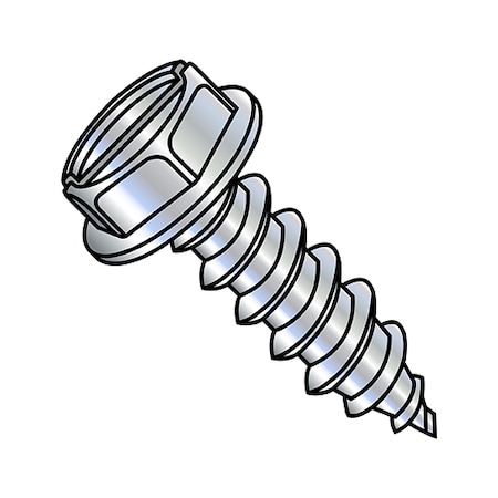 Zoro Select #6-18 x 3/8" Steel Self Drilling Screws, Indented Hex Washer Head Type, Slotted Drive Type 0606ASW