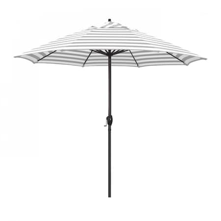 California Umbrella Patio Umbrella, Octagon, 102" H, Olefin Fabric, Gray White Cabana Stripe 194061009529
