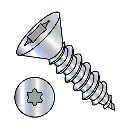 Zoro Select Sheet Metal Screw, #10-12 x 1 in, Zinc Plated Steel Flat Head Torx Drive, 6000 PK 1016ATF