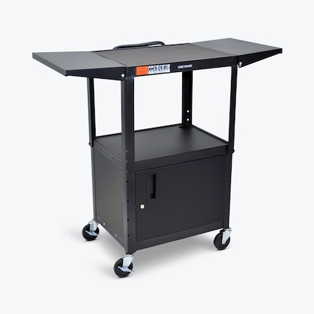 Luxor Adjustable-Height Steel AV Cart with Cabinet and Drop Leaf AVJ42CDL