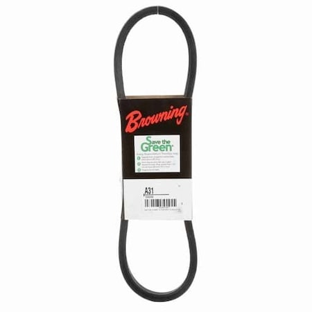 Zoro Select A31 Classical V-Belt, 33.2 in Outside Length, 1/2 in Top Width, 1 Ribs 42W376