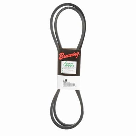 Zoro Select A38 Classical V-Belt, 40.2 in Outside Length, 1/2 in Top Width, 1 Ribs 42W383