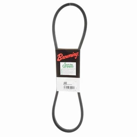 Zoro Select A40 Classical V-Belt, 42.2 in Outside Length, 1/2 in Top Width, 1 Ribs 42W385