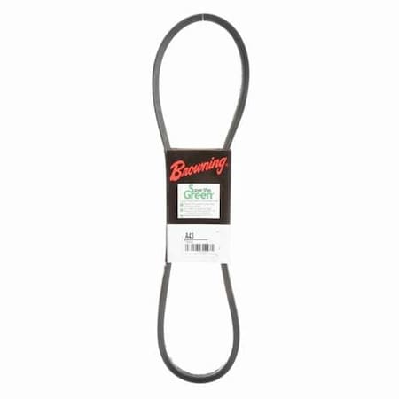Zoro Select A43 Classical V-Belt, 45.2 in Outside Length, 1/2 in Top Width, 1 Ribs 42W388
