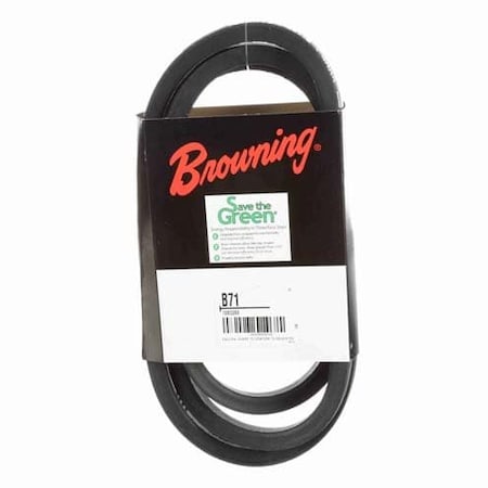 Zoro Select B71 Classical V-Belt, 74 in Outside Length, 21/32 in Top Width, 13/32 in Thickness, 1 Ribs 42W427
