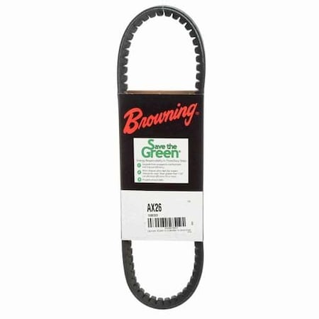 Zoro Select AX26 Cogged, Classical V-Belt, 28 in Outside Length, 1/2 in Top Width 51EU13