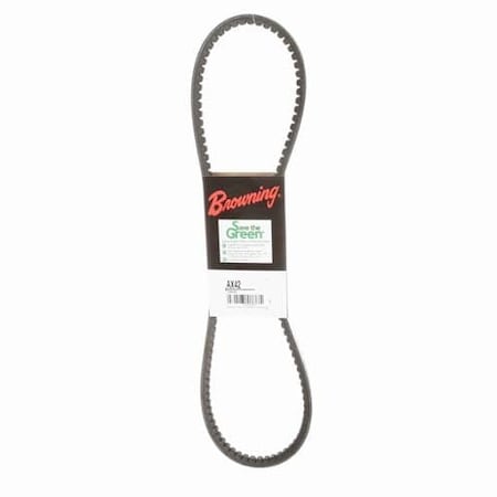 Zoro Select AX42 Cogged, Classical V-Belt, 44.2 in Outside Length, 1/2 in Top Width, 1 Ribs 46U035