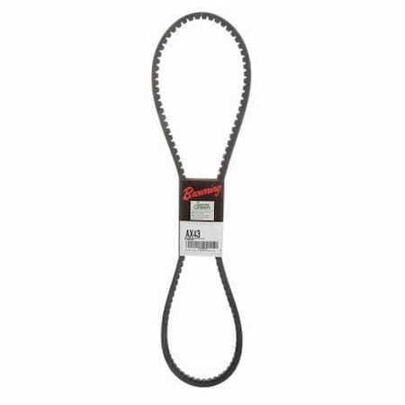 Zoro Select AX43 Cogged, Classical V-Belt, 45.2 in Outside Length, 1/2 in Top Width, 1 Ribs 46U036
