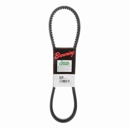 Zoro Select BX38 Cogged, Classical V-Belt, 41 in Outside Length, 21/32 in Top Width, 1 Ribs 42W430