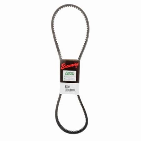 Zoro Select BX50 Cogged, Classical V-Belt, 53 in Outside Length, 21/32 in Top Width, 1 Ribs 46U060