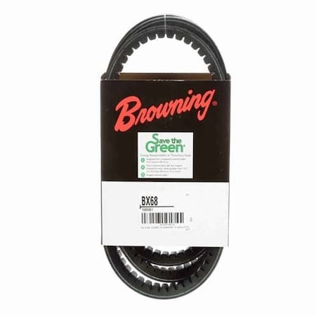 Zoro Select BX68 Cogged, Classical V-Belt, 71 in Outside Length, 21/32 in Top Width, 13/32 in Thickness, 1 Ribs 46U072