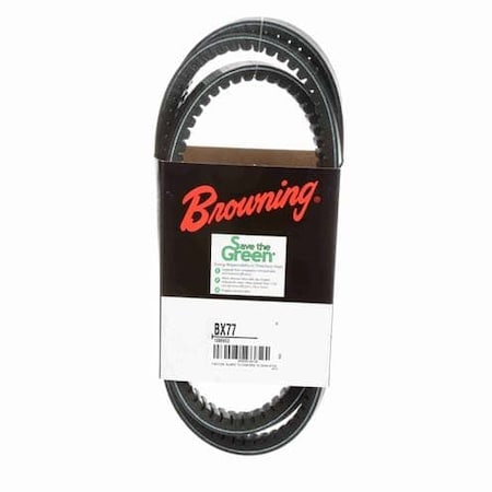 Zoro Select BX77 Cogged, Classical V-Belt, 80 in Outside Length, 21/32 in Top Width, 1 Ribs 42W433
