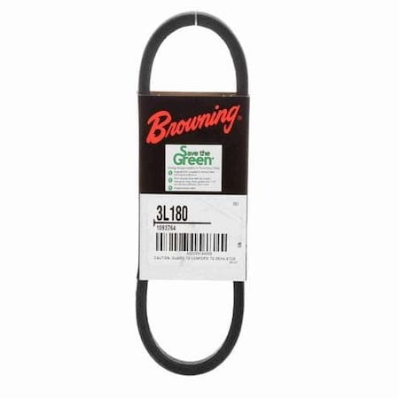 Zoro Select 3L180 FHP V-Belt, 18 in Outside Length, 3/8 in Top Width, 7/32 in Thickness 51ET61