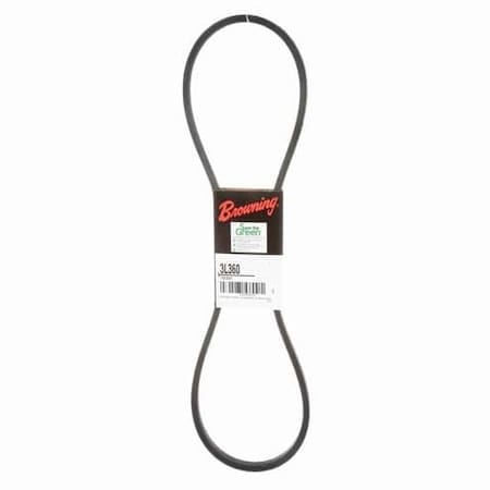 Zoro Select 3L360 FHP V-Belt, 36 in Outside Length, 3/8 in Top Width, 1 Ribs 42W371