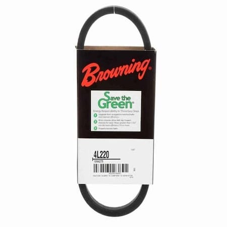 Zoro Select 4L220 FHP V-Belt, 22 in Outside Length, 1/2 in Top Width, 5/16 in Thickness 51ET75