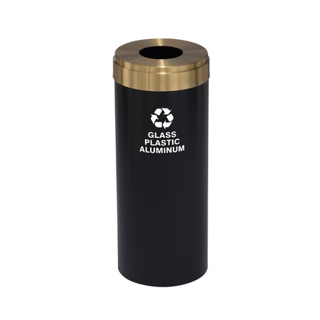 Glaro 12 gal Round Recycling Bin, Satin Black/Satin Brass B-1232BK-BE-B9
