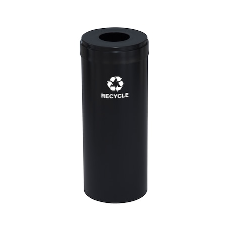 Glaro 12 gal Round Recycling Bin, Satin Black B-1232BK-BK-B5