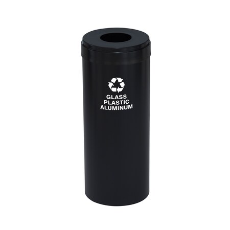 Glaro 12 gal Round Recycling Bin, Satin Black B-1232BK-BK-B9