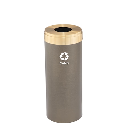 Glaro 12 gal Round Recycling Bin, Bronze Vein/Satin Brass B-1232BV-BE-B4