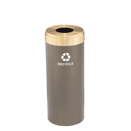 Glaro 12 gal Round Recycling Bin, Bronze Vein/Satin Brass B-1232BV-BE-B5