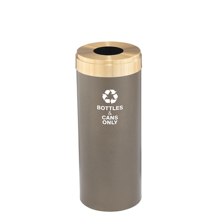 Glaro 12 gal Round Recycling Bin, Bronze Vein/Satin Brass B-1232BV-BE-B6