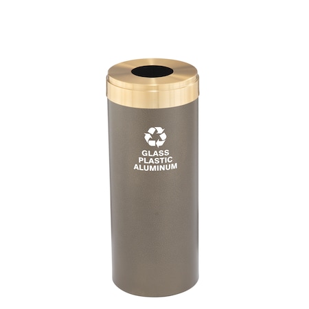 Glaro 12 gal Round Recycling Bin, Bronze Vein/Satin Brass B-1232BV-BE-B9