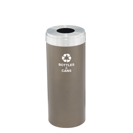 Glaro 12 gal Round Recycling Bin, Bronze Vein/Satin Aluminum B-1232BV-SA-B2