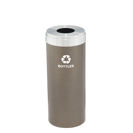 Glaro 12 gal Round Recycling Bin, Bronze Vein/Satin Aluminum B-1232BV-SA-B3
