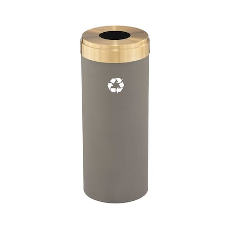 Glaro 12 gal Round Recycling Bin, Nickel/Satin Brass B-1232NK-BE-B1