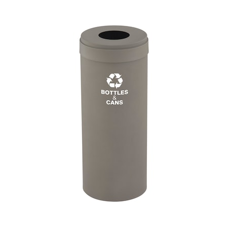 Glaro 12 gal Round Recycling Bin, Nickel B-1232NK-NK-B2
