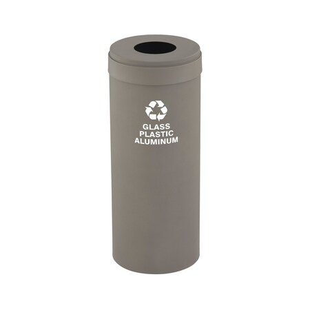 Glaro 12 gal Round Recycling Bin, Nickel B-1232NK-NK-B9