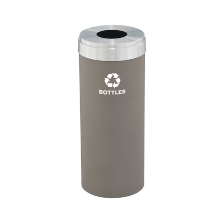 Glaro 12 gal Round Recycling Bin, Nickel/Satin Aluminum B-1232NK-SA-B3