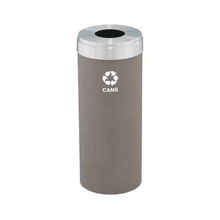 Glaro 12 gal Round Recycling Bin, Nickel/Satin Aluminum B-1232NK-SA-B4