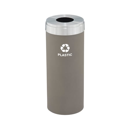Glaro 12 gal Round Recycling Bin, Nickel/Satin Aluminum B-1232NK-SA-B7
