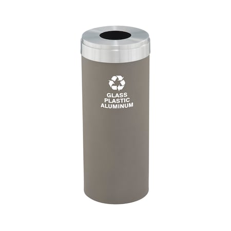 Glaro 12 gal Round Recycling Bin, Nickel/Satin Aluminum B-1232NK-SA-B9