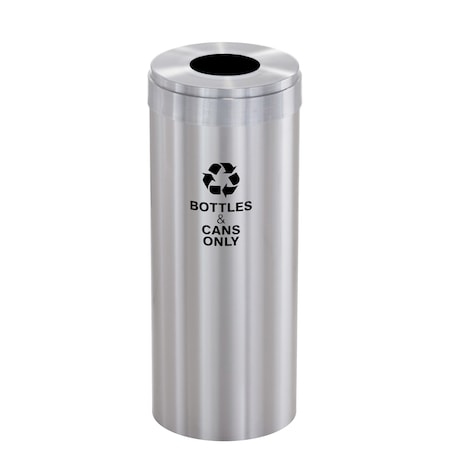 Glaro 12 gal Round Recycling Bin, Satin Aluminum B-1232SA-SA-B6