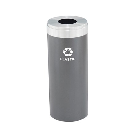 Glaro 12 gal Round Recycling Bin, Silver Vein/Satin Aluminum B-1232SV-SA-B7