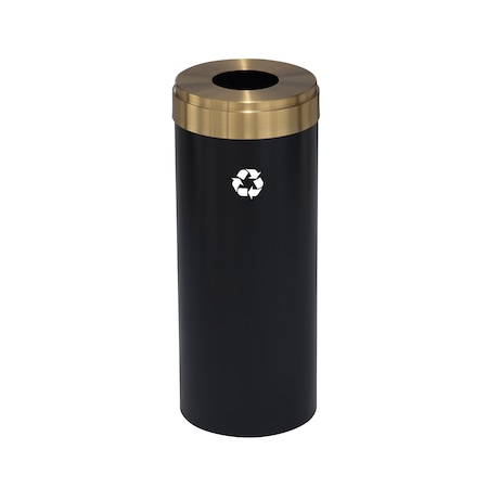 Glaro 15 gal Round Recycling Bin, Satin Black/Satin Brass B-1242BK-BE-B1